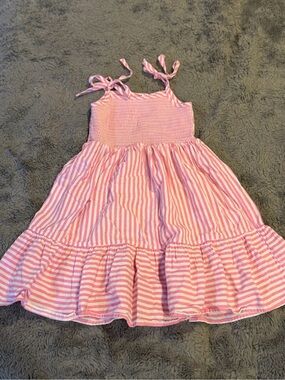 BMG Pink Striped Tie-Shoulder Girls' Sundress 4T